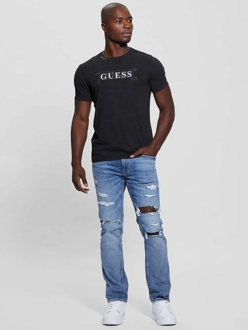 Guess Eco Logo Applique Tee Zwart | GUESS-SN30664