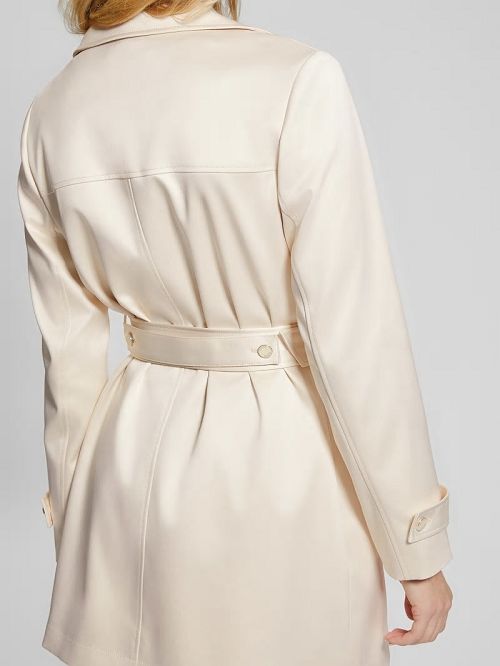 Guess Eco Luana Short Trench Coat Wit | GUESS-SN27891