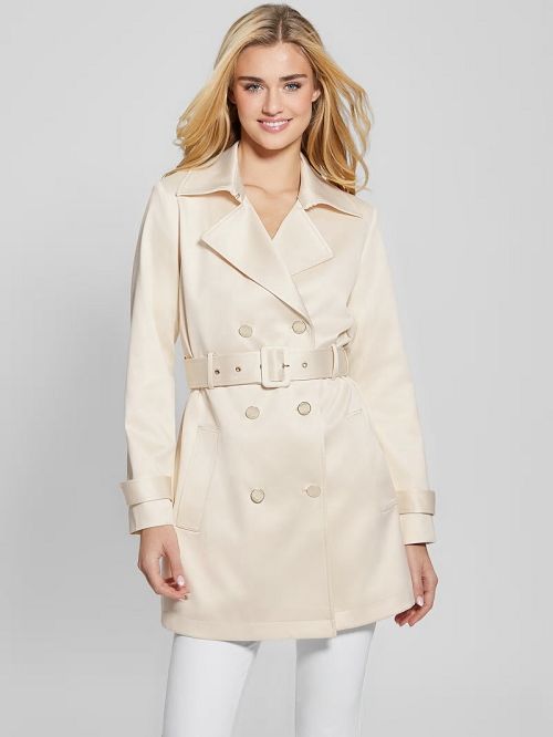 Guess Eco Luana Short Trench Coat Wit | GUESS-SN27891
