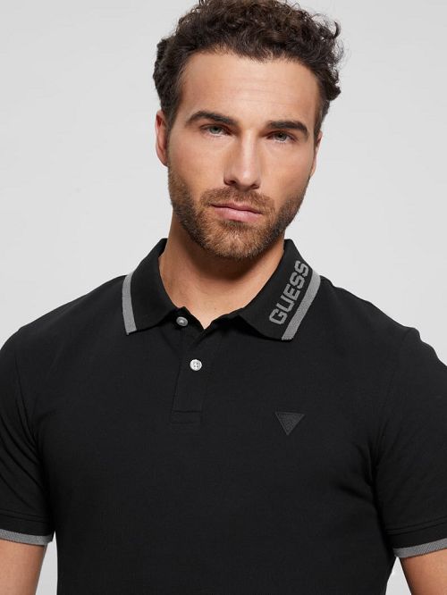 Guess Eco Lyle Logo Polo Zwart | GUESS-SN31245