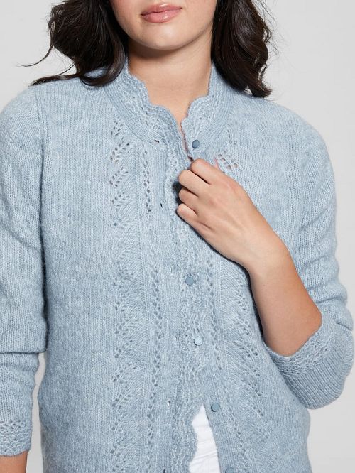 Guess Eco Macie Crochet Cardigan Blauw | GUESS-SN27705