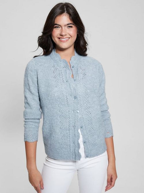 Guess Eco Macie Crochet Cardigan Blauw | GUESS-SN27705