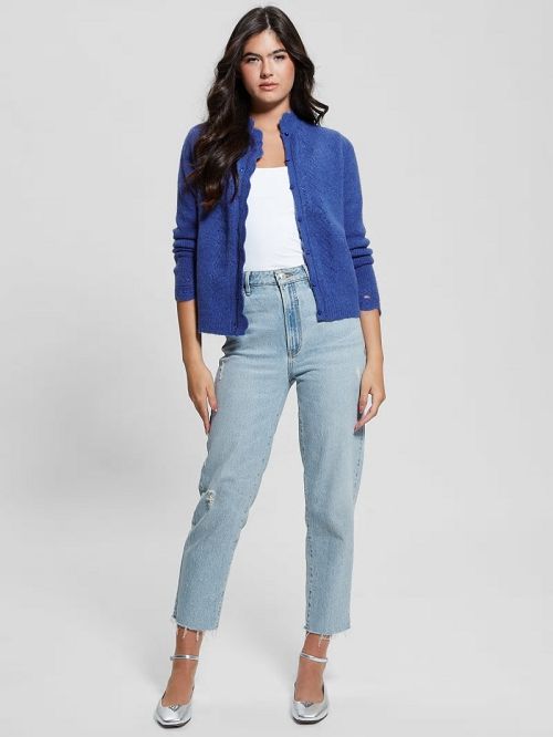 Guess Eco Macie Crochet Cardigan Blauw | GUESS-SN27760