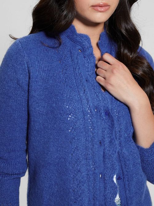 Guess Eco Macie Crochet Cardigan Blauw | GUESS-SN27760