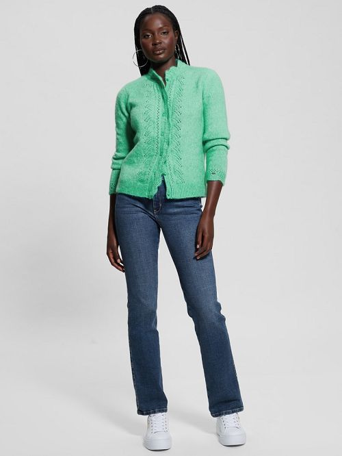 Guess Eco Macie Crochet Cardigan Groen | GUESS-SN27796