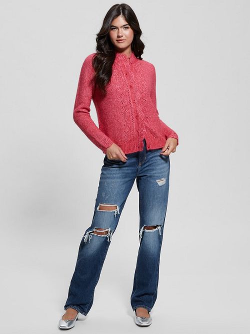 Guess Eco Macie Crochet Cardigan Roze | GUESS-SN27679