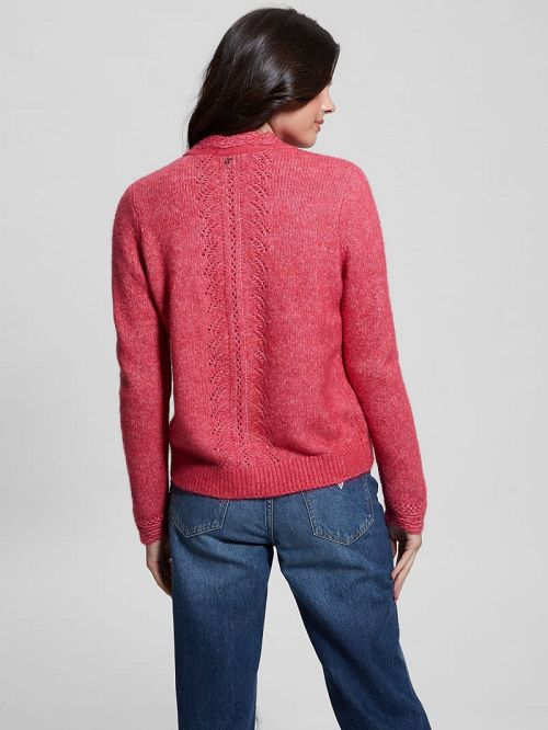 Guess Eco Macie Crochet Cardigan Roze | GUESS-SN27679