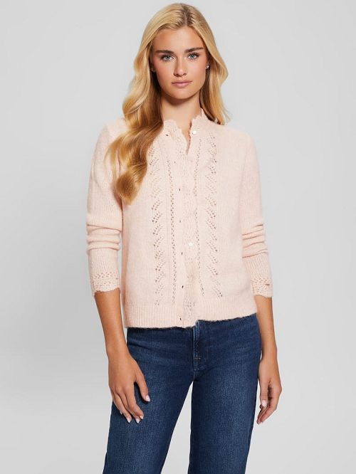 Guess Eco Macie Crochet Cardigan Roze | GUESS-SN27246