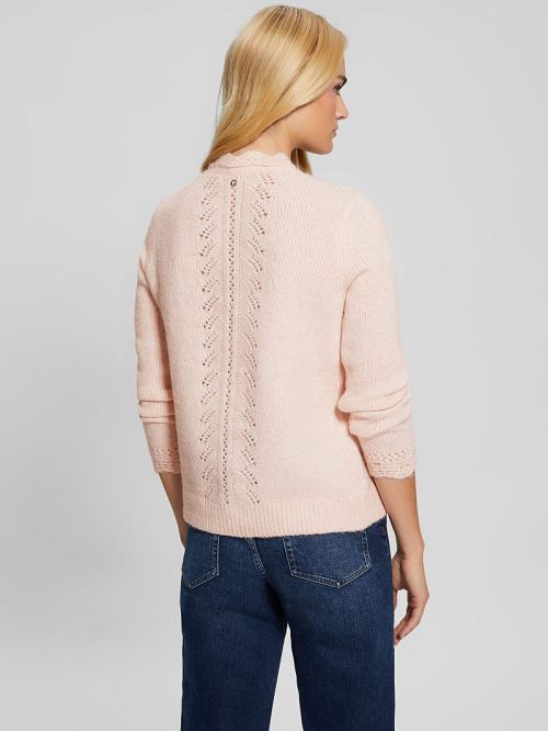 Guess Eco Macie Crochet Cardigan Roze | GUESS-SN27246