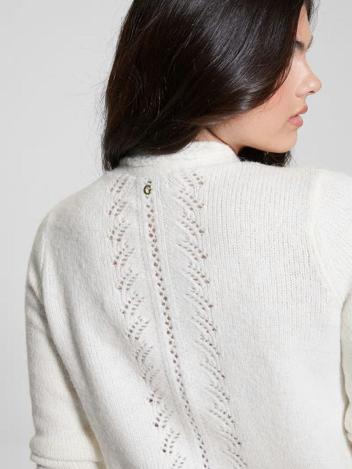 Guess Eco Macie Crochet Cardigan Wit | GUESS-SN27253