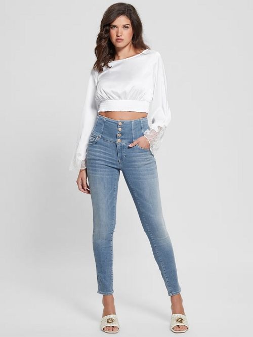 Guess Eco Maeve Satin Top Wit | GUESS-SN27604
