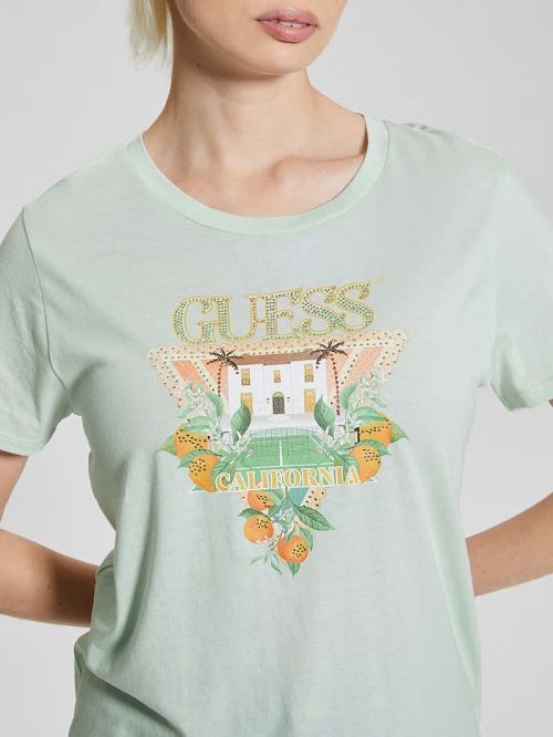 Guess Eco Mansion Easy Logo Tee Blauw | GUESS-SN27114