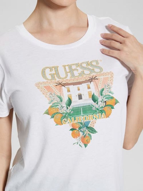 Guess Eco Mansion Easy Logo Tee Wit | GUESS-SN27072