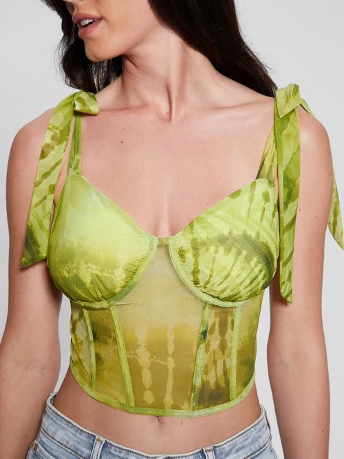 Guess Eco Margot Mesh Corset Top Groen | GUESS-SN27602