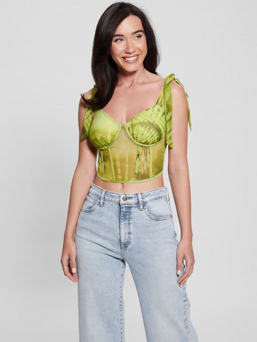 Guess Eco Margot Mesh Corset Top Groen | GUESS-SN27602