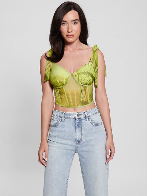 Guess Eco Margot Mesh Corset Top Groen | GUESS-SN27602