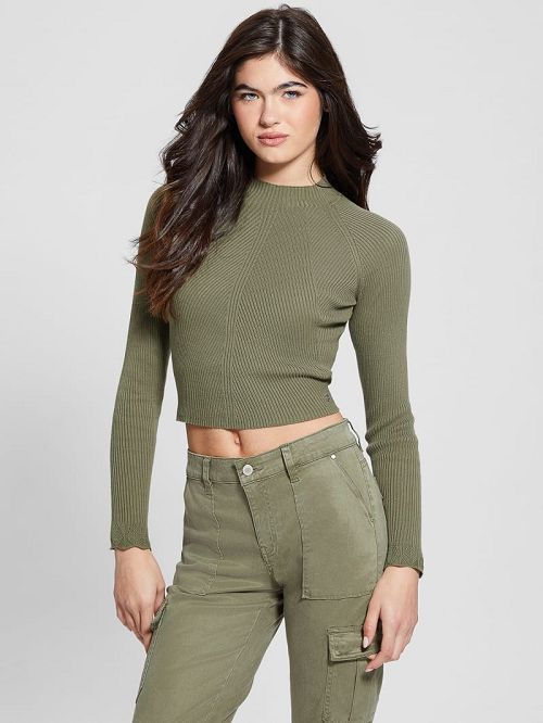 Guess Eco Marie Open-Back Sweater Top Groen | GUESS-SN27735