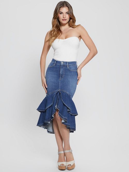 Guess Eco Marina Denim Skirt Blauw | GUESS-SN26616