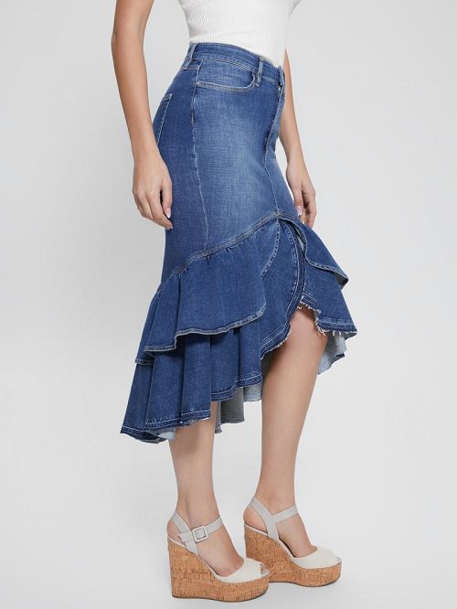 Guess Eco Marina Denim Skirt Blauw | GUESS-SN26616