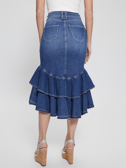 Guess Eco Marina Denim Skirt Blauw | GUESS-SN26616