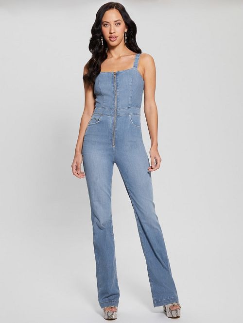 Guess Eco Mariposa Denim Jumpsuit Blauw | GUESS-SN26685
