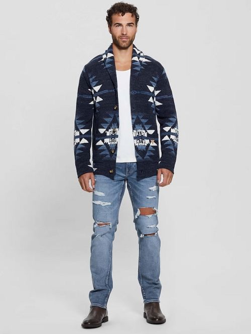 Guess Eco Mateo Destroyed Straight Jeans Blauw | GUESS-SN30453