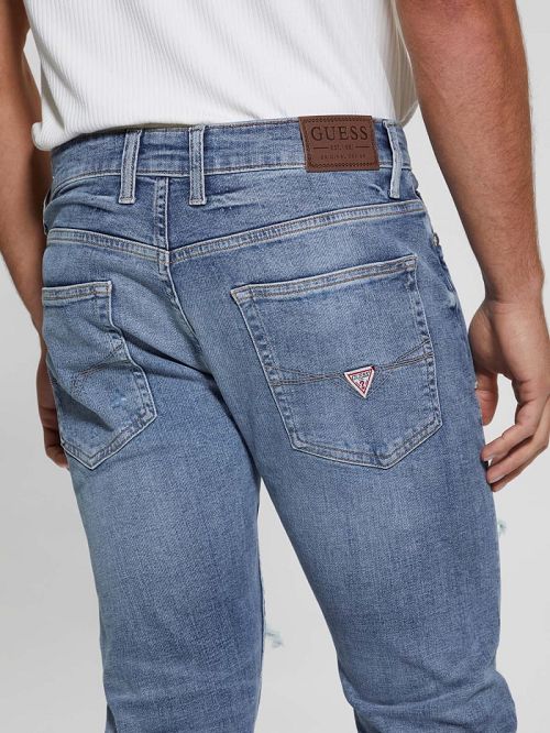 Guess Eco Mateo Destroyed Straight Jeans Blauw | GUESS-SN30453