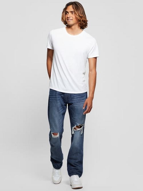 Guess Eco Mateo Distressed Straight Jeans Blauw | GUESS-SN30459