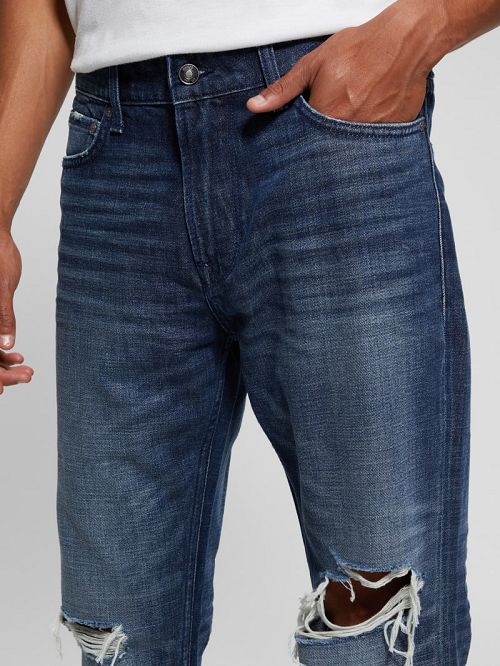 Guess Eco Mateo Distressed Straight Jeans Blauw | GUESS-SN30459