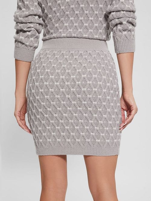 Guess Eco Maya Cross-Stitch Sweater Skirt Grijs | GUESS-SN28141