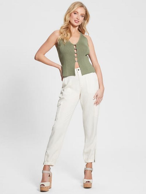 Guess Eco Meghen Alphabet Charm Sweater Groen | GUESS-SN27050