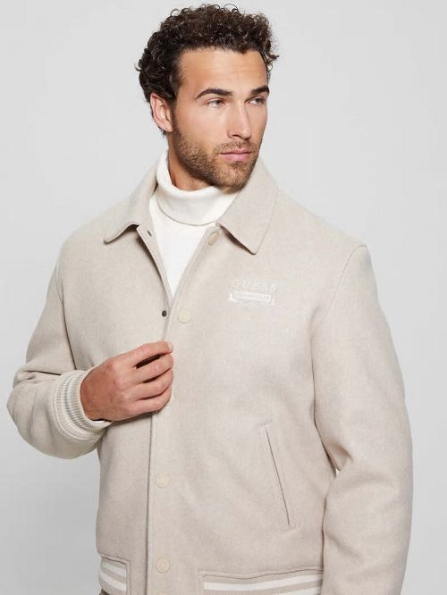 Guess Eco Melton Flight Jacket Beige | GUESS-SN30859