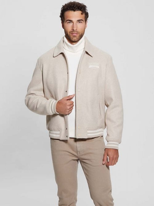 Guess Eco Melton Flight Jacket Beige | GUESS-SN30859