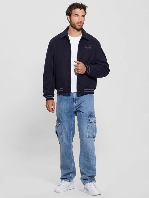 Guess Eco Melton Flight Jacket Blauw | GUESS-SN30857