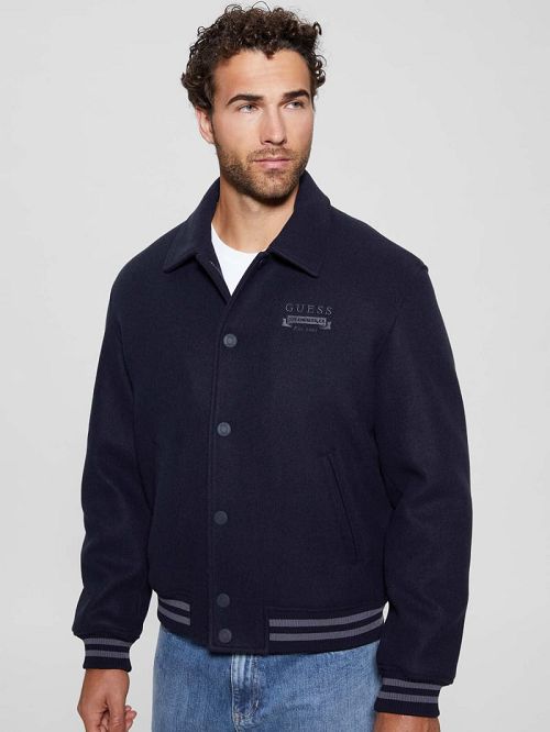 Guess Eco Melton Flight Jacket Blauw | GUESS-SN30857