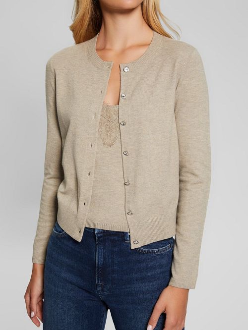 Guess Eco Mena Crewneck Cardigan Bruin | GUESS-SN28002
