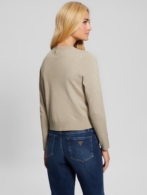 Guess Eco Mena Crewneck Cardigan Bruin | GUESS-SN28002