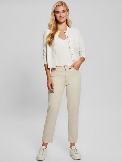 Guess Eco Mena Crewneck Cardigan Wit | GUESS-SN27468