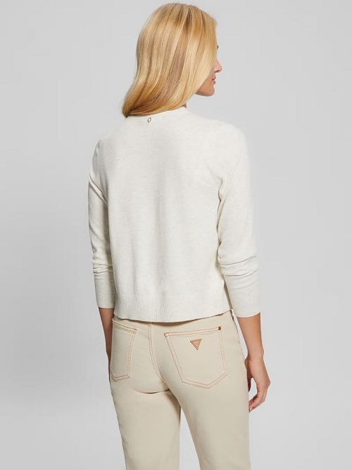 Guess Eco Mena Crewneck Cardigan Wit | GUESS-SN27468