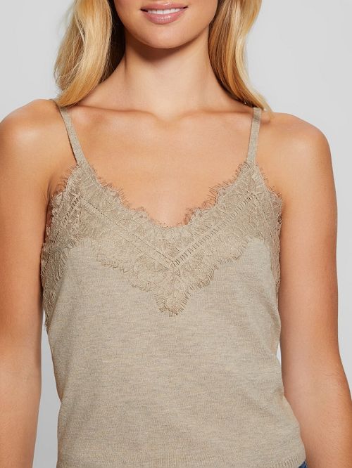 Guess Eco Mena Lace-Trim Sweater Cami Bruin | GUESS-SN27849