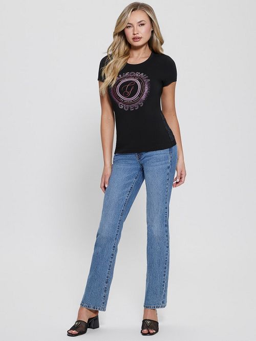 Guess Eco Mesh Back Logo Tee Zwart | GUESS-SN27093