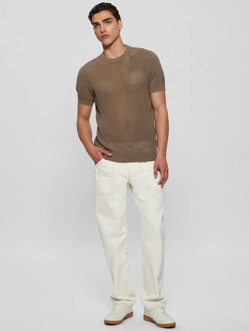 Guess Eco Mesh Lenny Crewneck Tee Bruin | GUESS-SN30638
