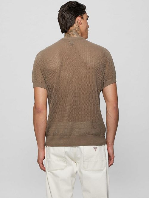 Guess Eco Mesh Lenny Crewneck Tee Bruin | GUESS-SN30638