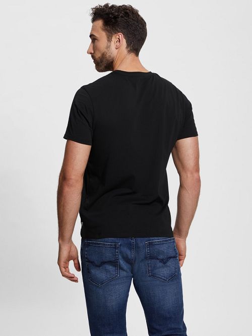 Guess Eco Metallic Baroque Tee Zwart | GUESS-SN30602
