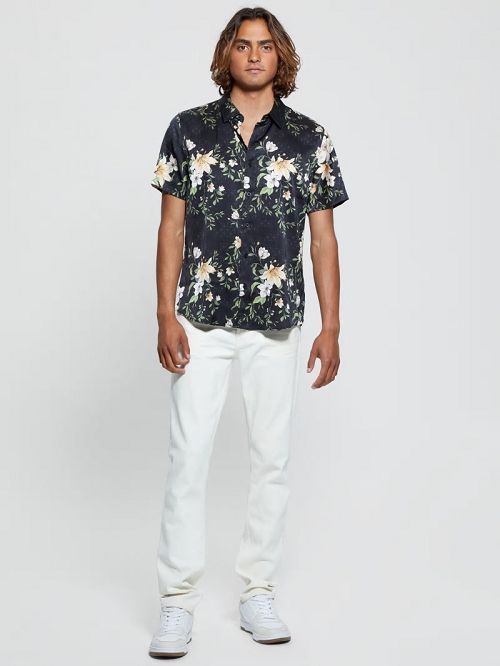 Guess Eco Midnight Lily Shirt Zwart Wit | GUESS-SN31283