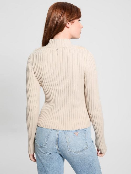 Guess Eco Mila Faux-Fur Zipped Cardigan Wit | GUESS-SN27828
