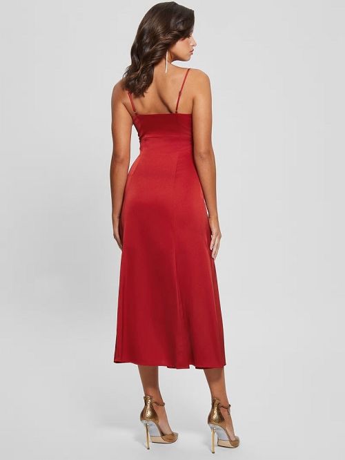 Guess Eco Monique Satin Dress Rood | GUESS-SN26756