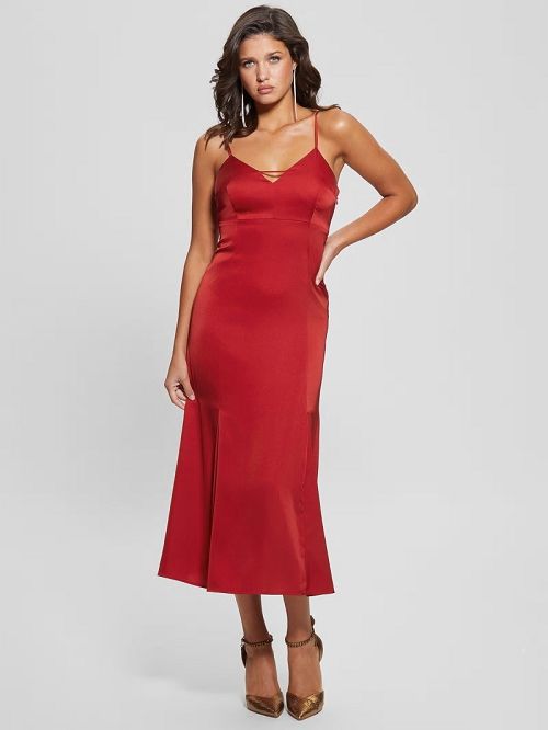 Guess Eco Monique Satin Dress Rood | GUESS-SN26756