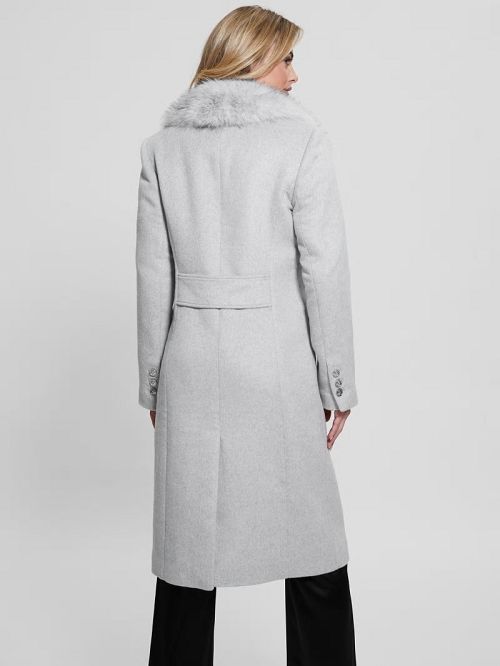 Guess Eco Nancy Wool-Blend Coat Grijs | GUESS-SN27992