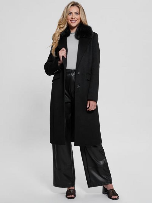 Guess Eco Nancy Wool-Blend Coat Zwart | GUESS-SN27991